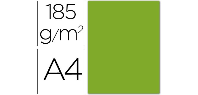 Cartulina guarro din a4 verde manzana 185 gr paquete 50 hojas