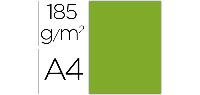 Cartulina guarro din a4 verde manzana 185 gr paquete 50 hojas
