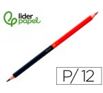 Lapices bicolor liderpapel fino rojo/azul