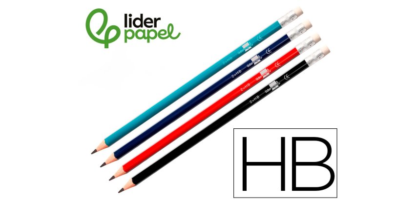 Lapices de grafito con goma liderpapel hb triangular