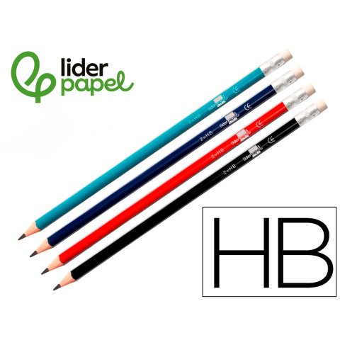 Lapices de grafito con goma liderpapel hb triangular