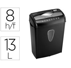 Destructora de documentos q-connect kf17972 capacidad de corte 8 h destruye grapas clips cd y tarjetas 13 litros