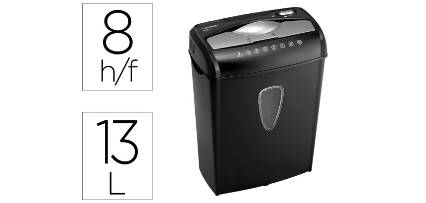 Destructora de documentos q-connect kf17972 capacidad de corte 8 h destruye grapas clips cd y tarjetas 13 litros