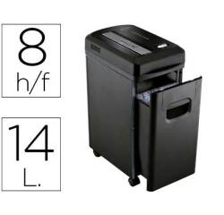 Destructora de documentos q-connect kf15547 capacidad de corte 8 h destruye grapas clips y tarjetas papelera 15l