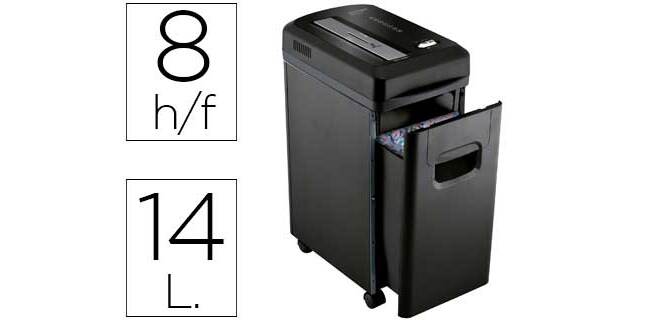 Destructora de documentos q-connect kf15547 capacidad de corte 8 h destruye grapas clips y tarjetas papelera 15l