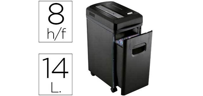 Destructora de documentos q-connect kf15547 capacidad de corte 8 h destruye grapas clips y tarjetas papelera 15l