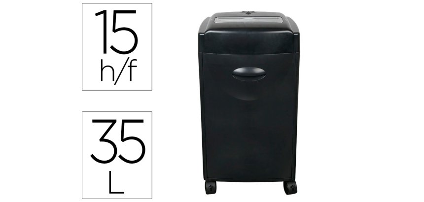 Destructora de documentos q-connect kf15553 capacidad de corte 15 h destruye grapas clips cd y tarjetas 35 litros