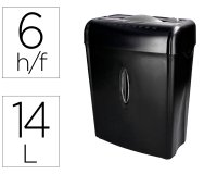 Destructora de documentos q-connect kf17970 capacidad de corte 6 h destruye grapas clips y tarjetas papelera 14l