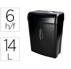 Destructora de documentos q-connect kf17970 capacidad de corte 6 h destruye grapas clips y tarjetas papelera 14l