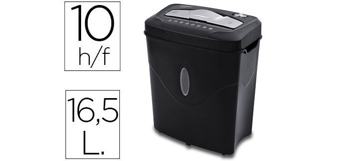 Destructora de documentos q-connect kf17974 capacidad de corte 10 h destruye grapas clips y tarjetas papelera 16,5