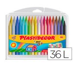 Lapices cera plastidecor caja de 36 colores surtidos