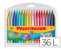 Lapices cera plastidecor caja de 36 colores surtidos