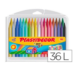 Lapices cera plastidecor caja de 36 colores surtidos