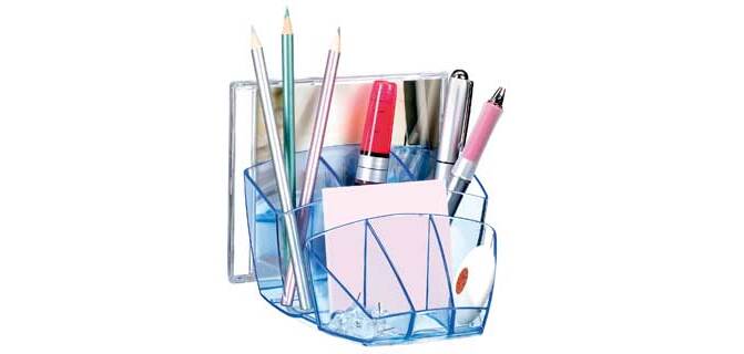 Organizador sobremesa cep confor ice blue plastico transparente celeste