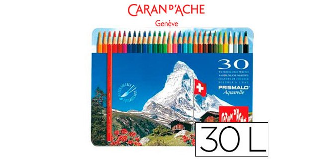 Lapices de colores caran d'ache acuarelables caja metalica de 30 colores surtidos