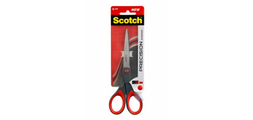 Tijera oficina scotch 18 cm de acero inoxidable con ajuste de tension