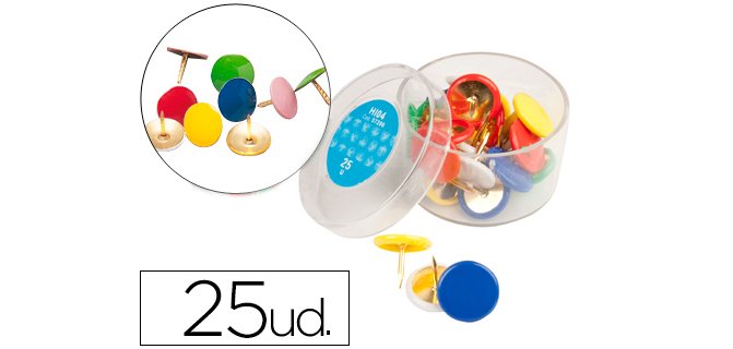 Chincheta liderpapel plastificada colores surtidos caja de 25 unidades