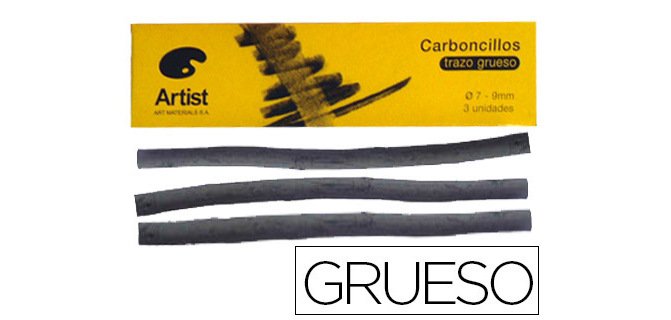 Carboncillo artist grueso 7-9 mm caja de 3 unidades