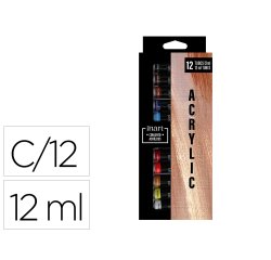 Pintura acrilica artist caja carton de 12 colores surtidos tubo de 12 ml