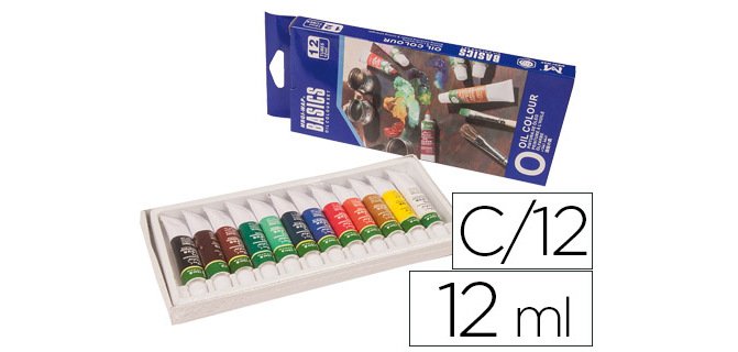 Pintura oleo artist caja carton de 12 colores surtidos tubo de 12 ml