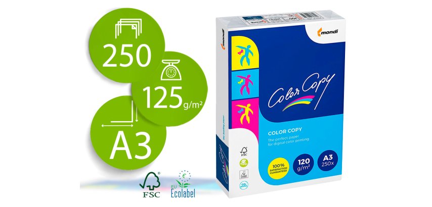 Papel fotocopiadora color copy din a3 120 gramos paquete de 250 hojas