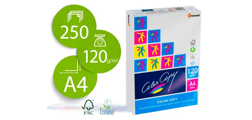 Papel fotocopiadora color copy din a4 120 gramos paquete de 250 hojas