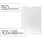 Funda portadocumento q-connect din a6 150 micras pvc transparente con uñero 105x148 mm