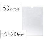 Funda portadocumento q-connect din a5 150 micras pvc transparente con uñero 148x210 mm