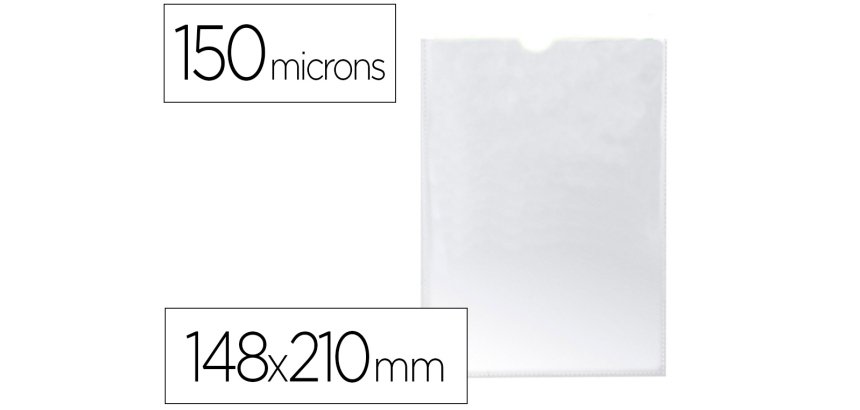 Funda portadocumento q-connect din a5 150 micras pvc transparente con uñero 148x210 mm
