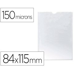 Funda portadocumento q-connect din a7 150 micras pvc transparente con uñero 84x115 mm
