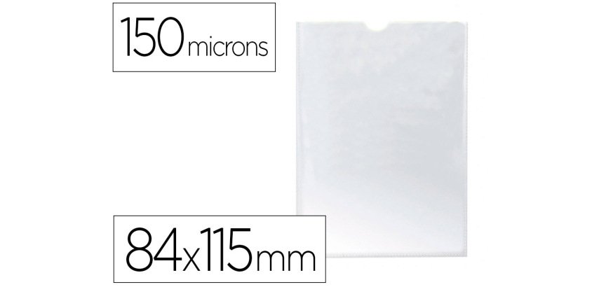 Funda portadocumento q-connect din a7 150 micras pvc transparente con uñero 84x115 mm