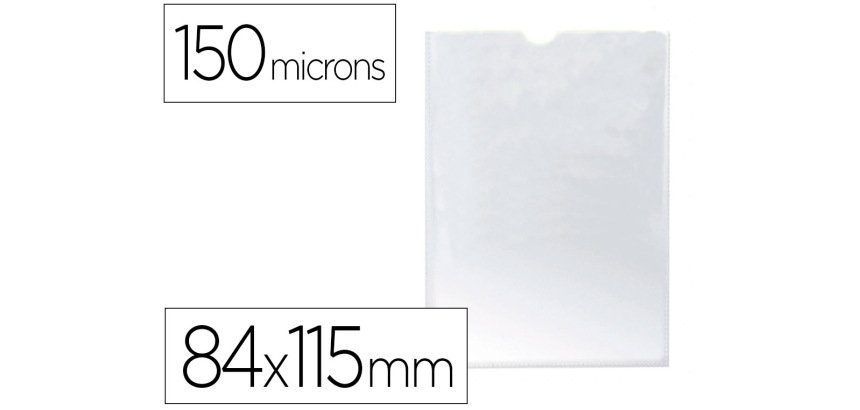Funda portadocumento q-connect din a7 150 micras pvc transparente con uñero 84x115 mm