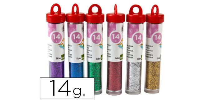 Purpurina liderpapel fantasia colores metalicos surtidos bote de 14 gr