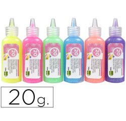 Purpurina pegamento liderpapel fantasia colores metalicos pasteles bote de 20 gr