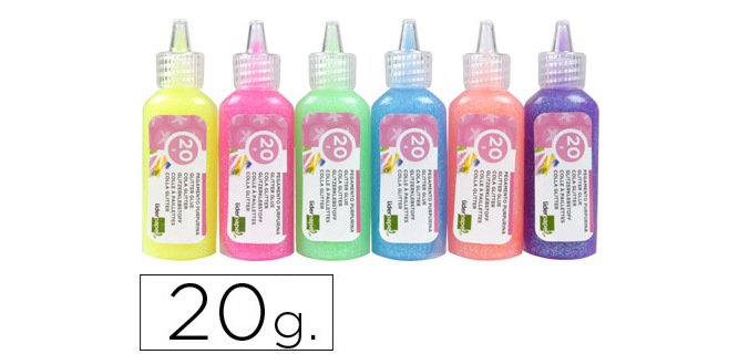 Purpurina pegamento liderpapel fantasia colores metalicos pasteles bote de 20 gr