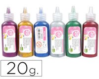 Purpurina pegamento liderpapel fantasia colores metalicos surtidos bote 20 gr