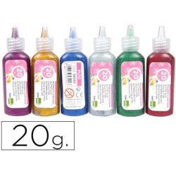 Purpurina pegamento liderpapel fantasia colores metalicos surtidos bote 20 gr