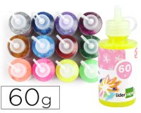 Purpurina pegamento liderpapel fantasia colores metalicos surtidos bote de 60 gr