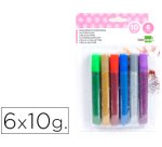 Purpurina pegamento liderpapel fantasia colores metalicos blister de 6 unidades de 10 gr