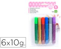 Purpurina pegamento liderpapel fantasia colores metalicos blister de 6 unidades de 10 gr