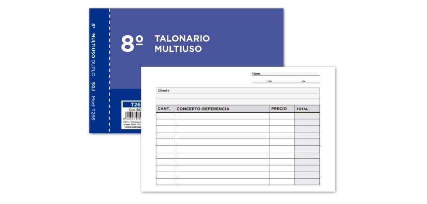 Talonario liderpapel multiusos octavo duplicado apaisado