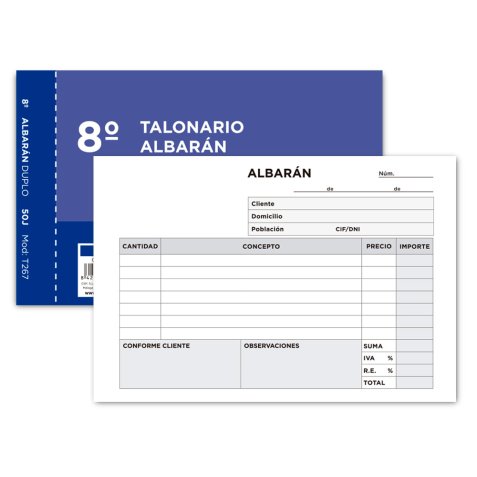 Talonario liderpapel albaran octavo duplicado apaisado