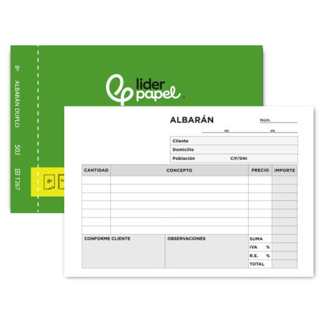 Talonario liderpapel albaran octavo duplicado apaisado