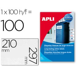 Etiquetas adhesivas apli 12121 tamaño 210x297 mm poliester resistente a la interperie impresion laser