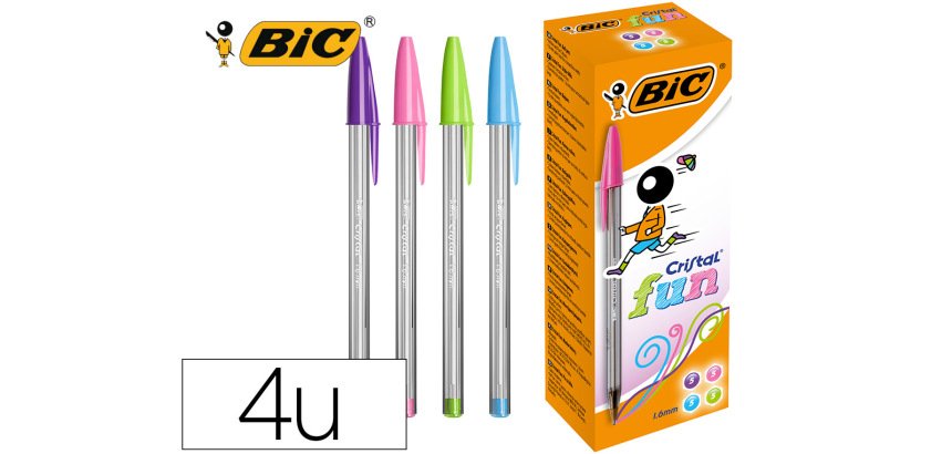 Boligrafo bic cristal large fashion cajas de 20 unidades colores surtidos