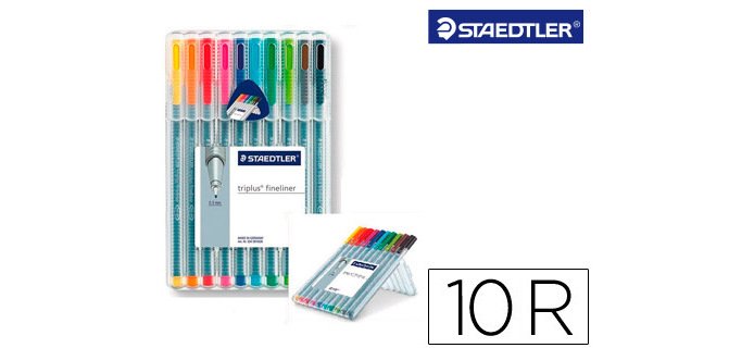 Rotulador staedtler triplus fineliner 334 estuche de 10 unidades colores surtidos