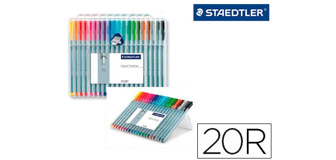 Rotulador staedtler triplus fineliner 334 estuche de 20 unidades colores surtidos (14+6 gratis)