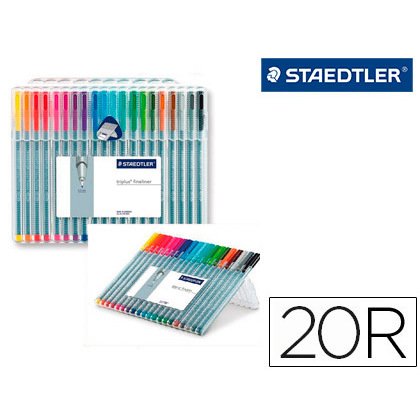 Rotulador staedtler triplus fineliner 334 estuche de 20 unidades colores surtidos