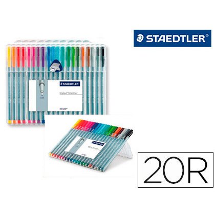 Rotulador staedtler triplus fineliner 334 estuche de 20 unidades colores surtidos (14+6 gratis)