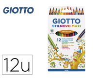 Lapices de colores giotto stilnovo maxi caja de 12 unidades colores surtidos mina 4,3 mm